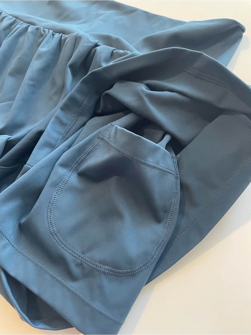 SoftlyZero Airy Super High Waisted Cool Touch Yoga Shorts 5'' Pockets L Blue - Picture 10 of 11